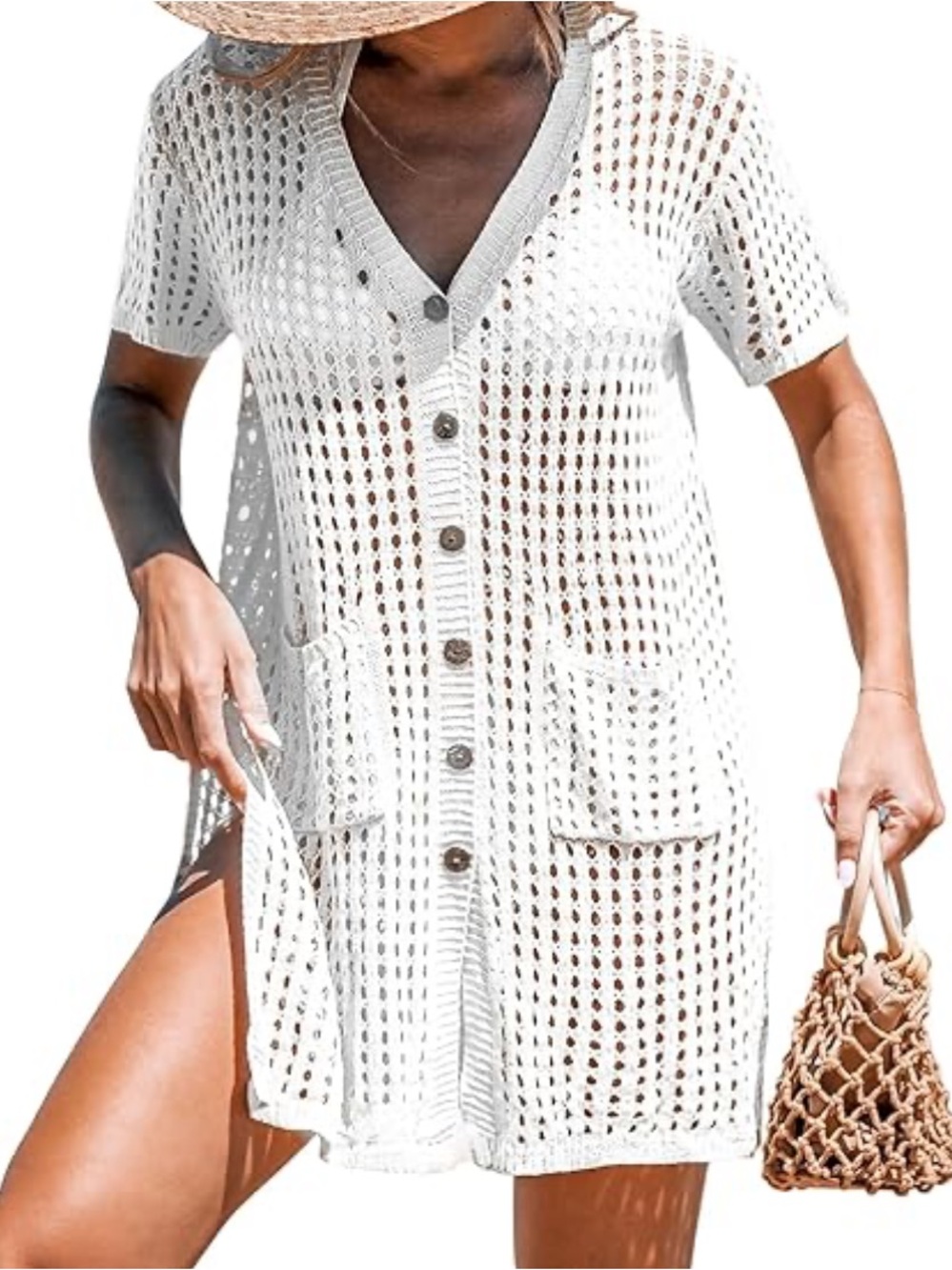 Cupshe Open Crochet Front Button up